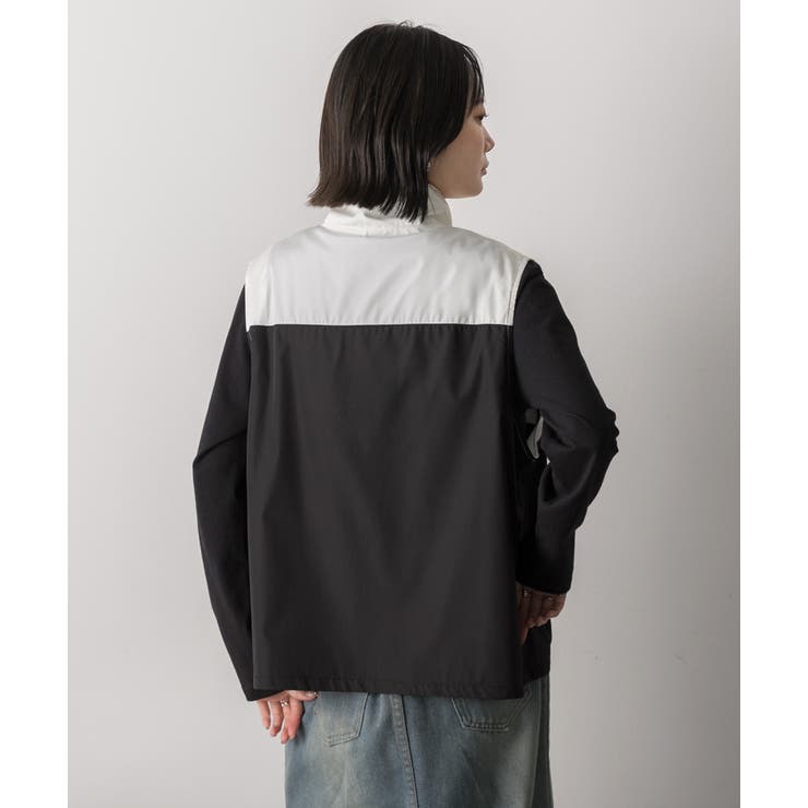 スタンドカラー バイカラーベスト | ad thie | 詳細画像9 