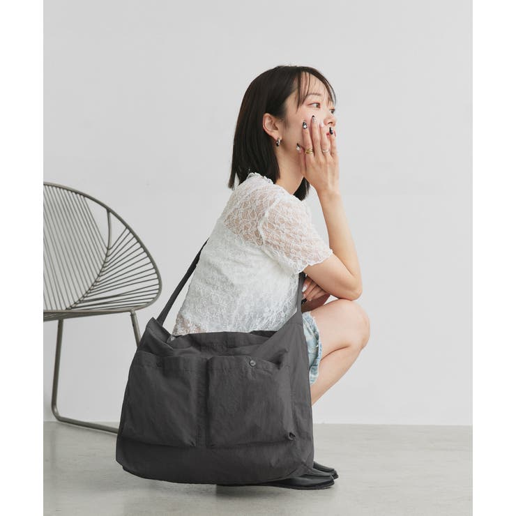 チャコール | ポケット付き ショルダーバッグ | ad thie