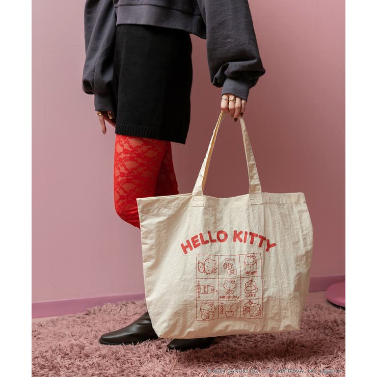 【美品】トートバッグ キャンバス ショッパー ビッグロゴ トート ≪HELLO KITTY≫ ビッグロゴ トートバッグ[品番：ADEW0004640