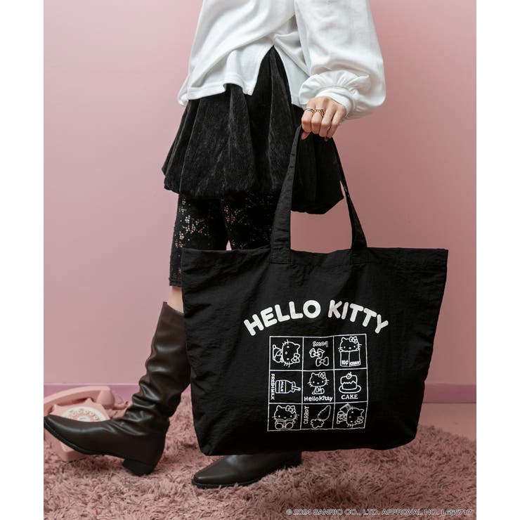 ブラック | ≪HELLO KITTY≫ ビッグロゴ トートバッグ | ad thie
