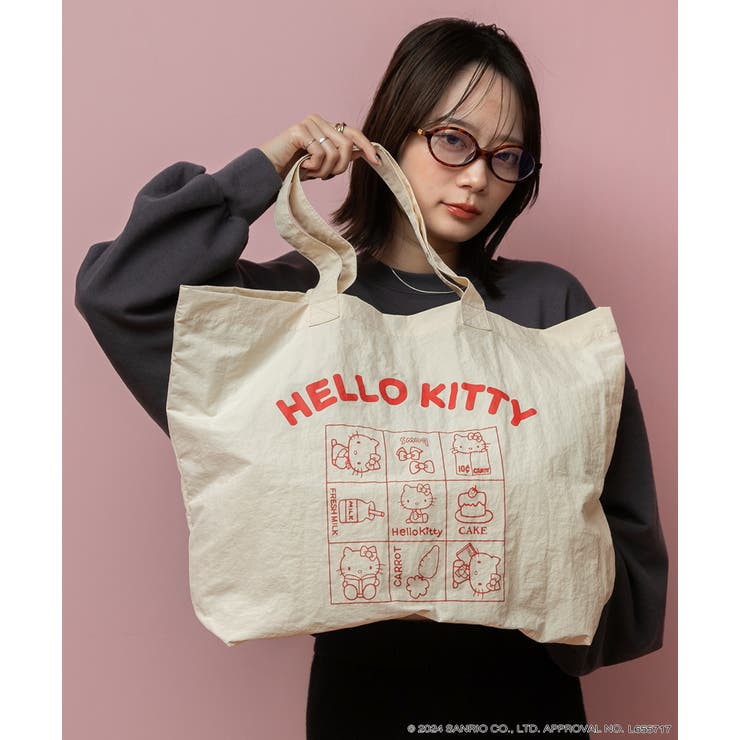 アイボリー | ≪HELLO KITTY≫ ビッグロゴ トートバッグ | ad thie
