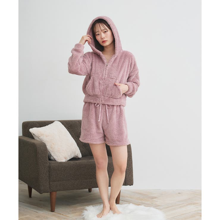 ボアショートパーカーショートパンツルームウエア | ad thie | 詳細画像10 