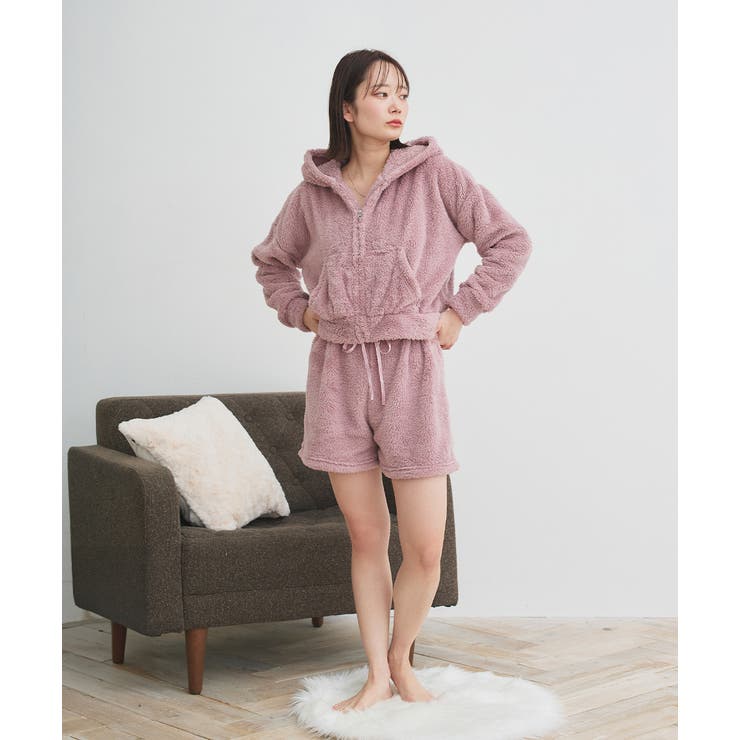 ボアショートパーカーショートパンツルームウエア | ad thie | 詳細画像14 