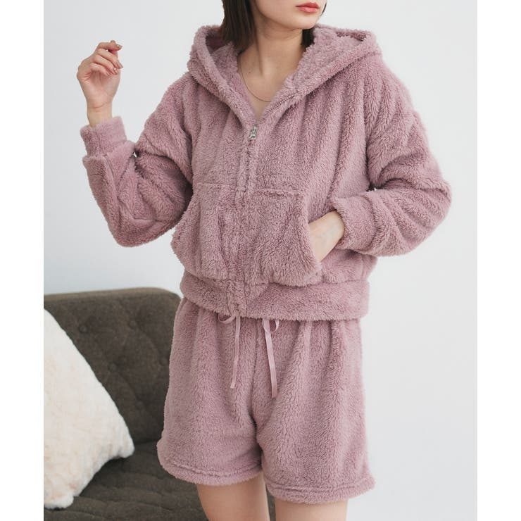 ボアショートパーカーショートパンツルームウエア | ad thie | 詳細画像15 