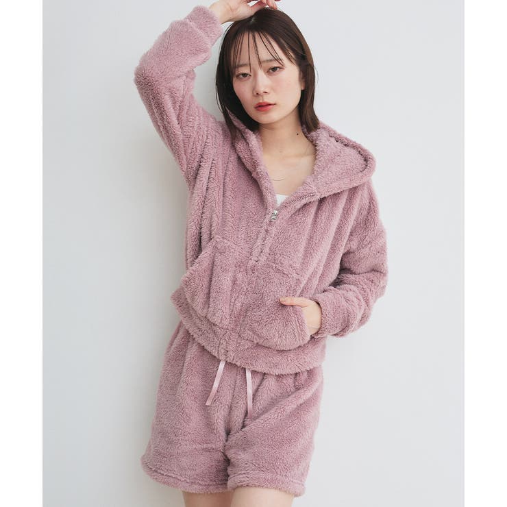 ピンク | ボアショートパーカーショートパンツルームウエア | ad thie