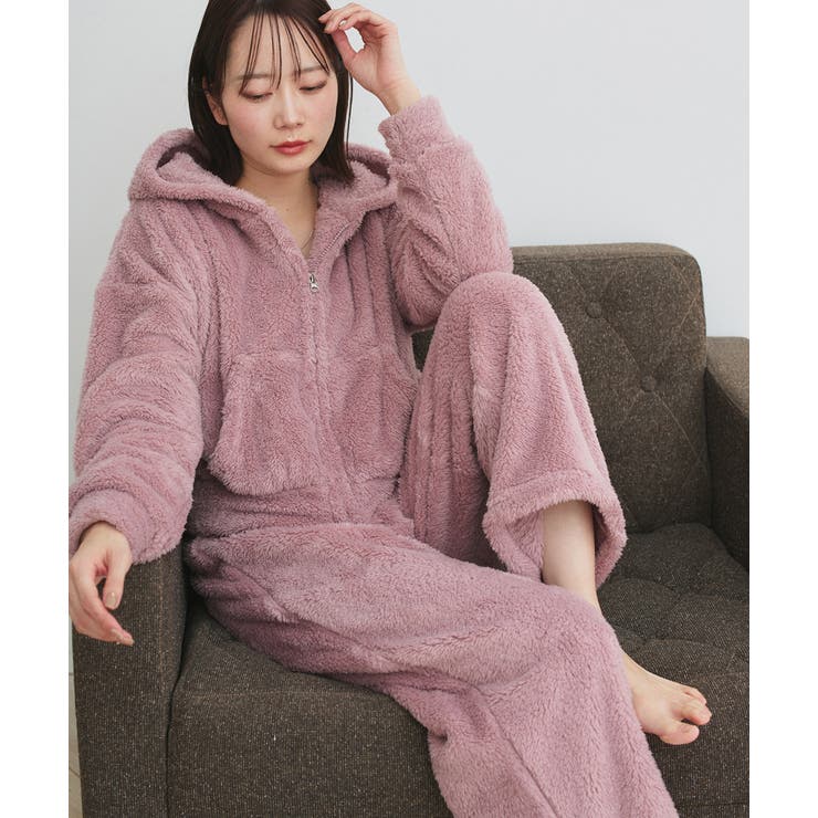ピンク | ボアショートパーカーロングパンツルームウエア | ad thie