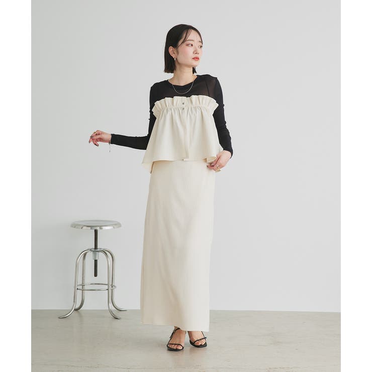 アイボリー | マルチウェイフリルぺプラムスカート | ad thie