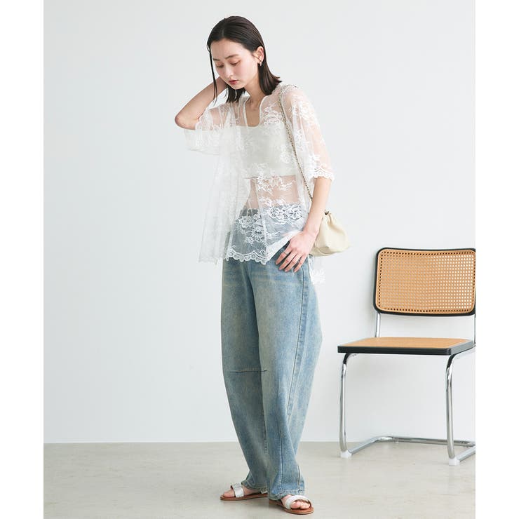 Vネックレースオーバーブラウス | ad thie | 詳細画像14 