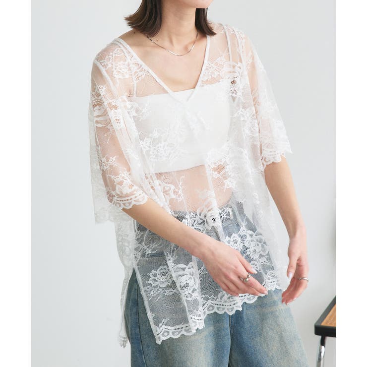 Vネックレースオーバーブラウス | ad thie | 詳細画像18 