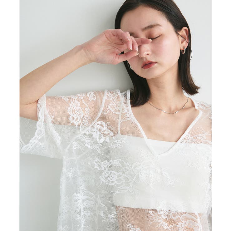 Vネックレースオーバーブラウス | ad thie | 詳細画像21 