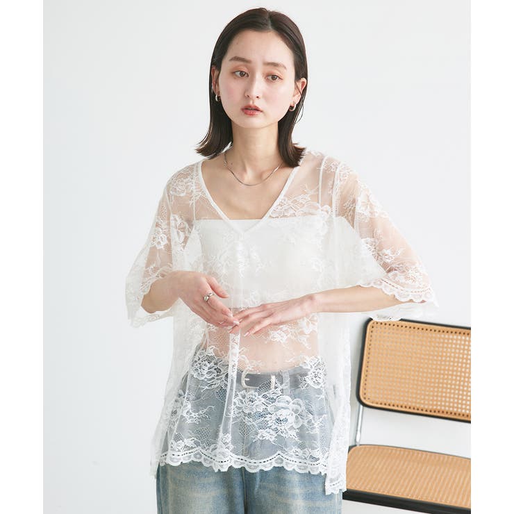 Vネックレースオーバーブラウス | ad thie | 詳細画像22 