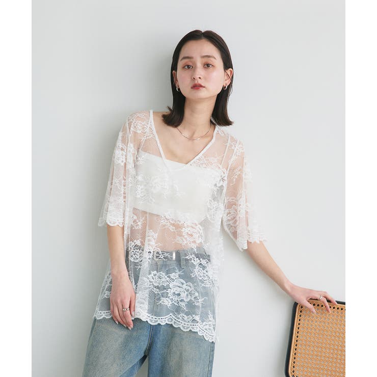 Vネックレースオーバーブラウス | ad thie | 詳細画像23 