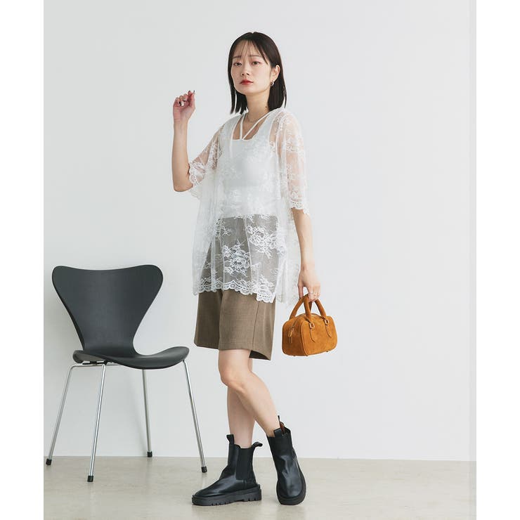 Vネックレースオーバーブラウス | ad thie | 詳細画像25 
