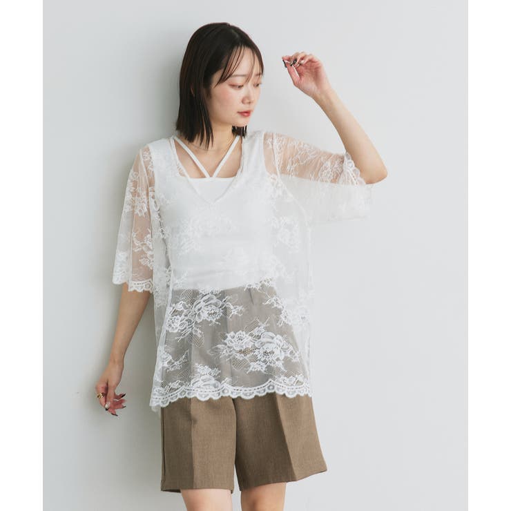 Vネックレースオーバーブラウス | ad thie | 詳細画像27 