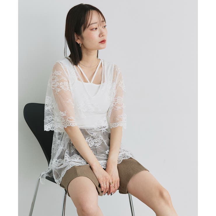 Vネックレースオーバーブラウス | ad thie | 詳細画像31 