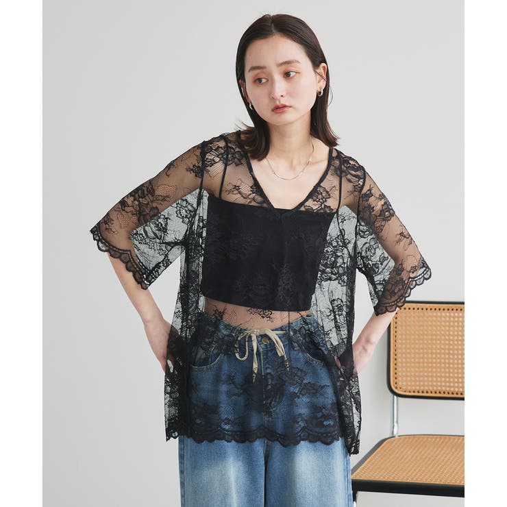 Vネックレースオーバーブラウス | ad thie | 詳細画像39 