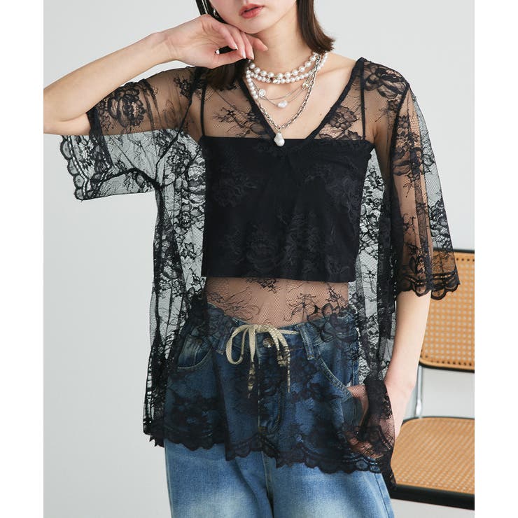 Vネックレースオーバーブラウス | ad thie | 詳細画像43 