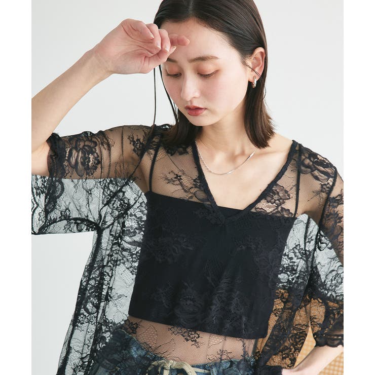 Vネックレースオーバーブラウス | ad thie | 詳細画像45 