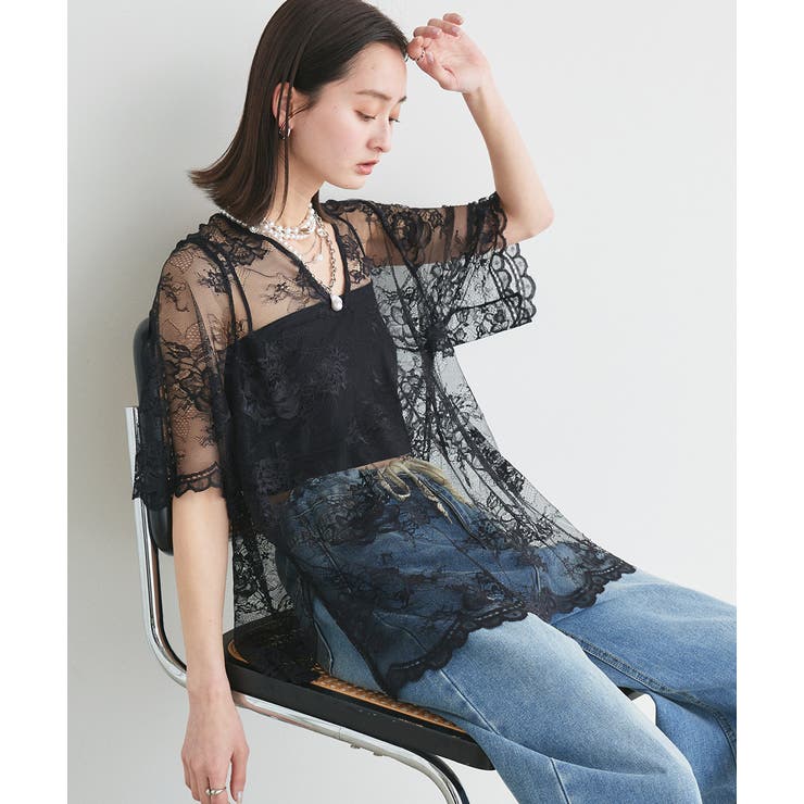 Vネックレースオーバーブラウス | ad thie | 詳細画像47 