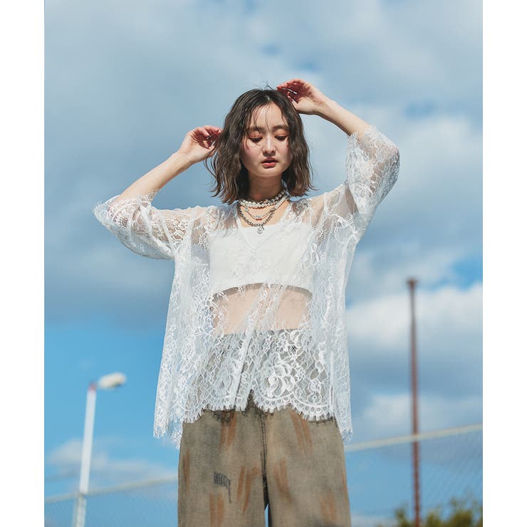 Vネックレースオーバーブラウス | ad thie | 詳細画像5 