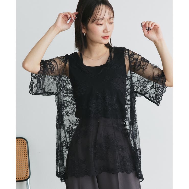 Vネックレースオーバーブラウス | ad thie | 詳細画像57 