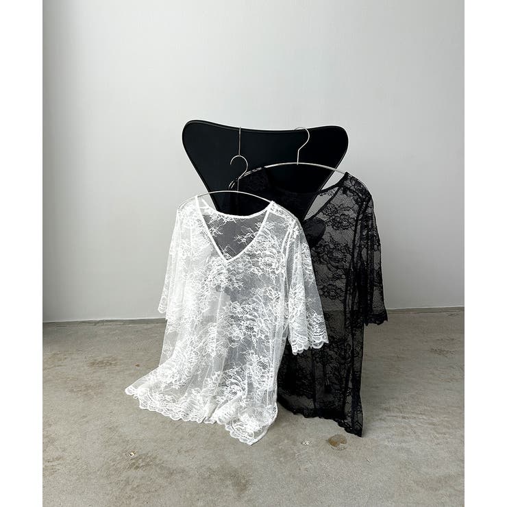 Vネックレースオーバーブラウス | ad thie | 詳細画像62 