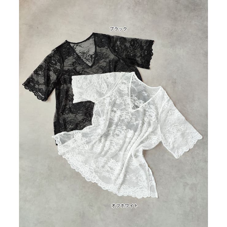 Vネックレースオーバーブラウス | ad thie | 詳細画像67 
