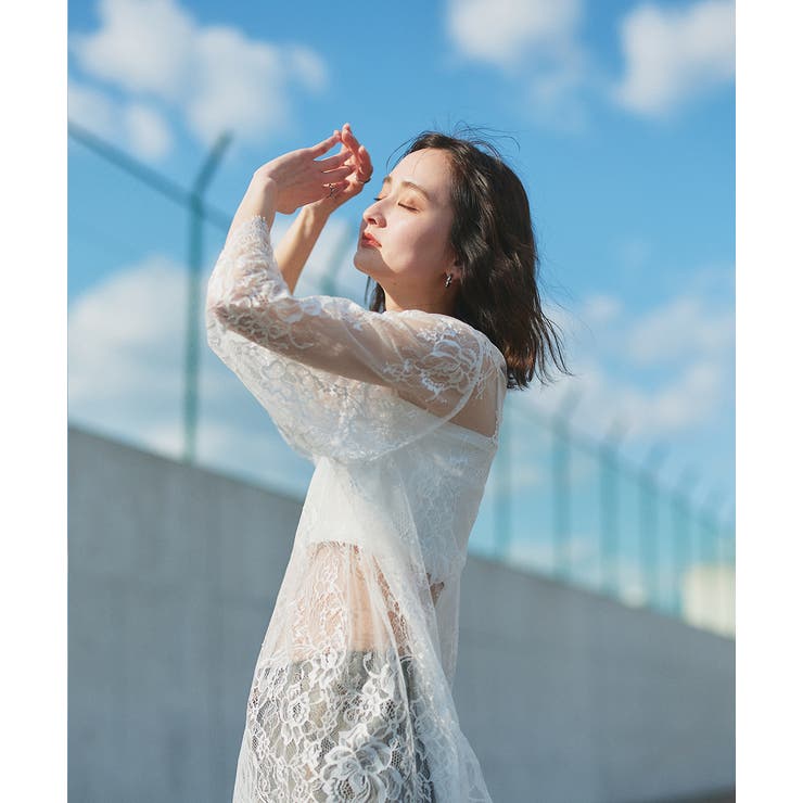 Vネックレースオーバーブラウス | ad thie | 詳細画像7 