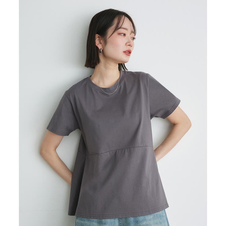 2025SS新作】ペプラムフリルデザインTシャツ[品番：ADEW0004827