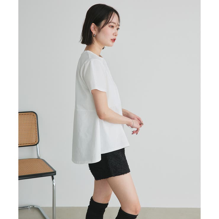 ペプラムフリルデザインTシャツ | ad thie | 詳細画像17 