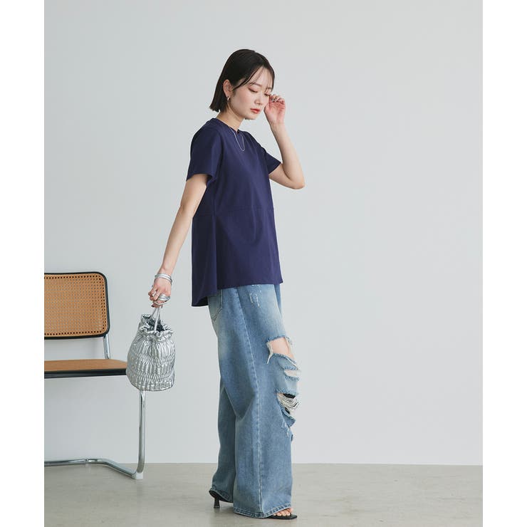 ペプラムフリルデザインTシャツ | ad thie | 詳細画像21 