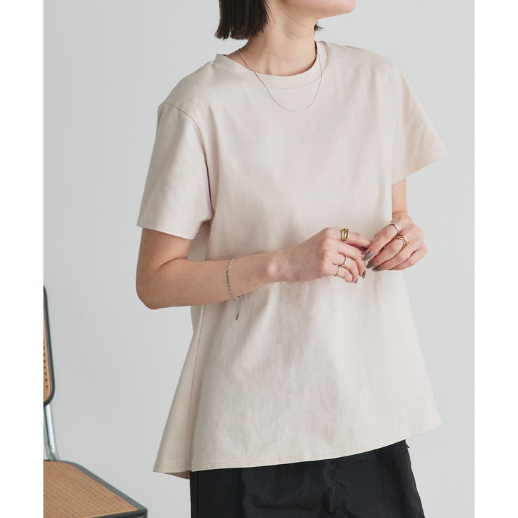 ナチュラル | ペプラムフリルデザインTシャツ | ad thie