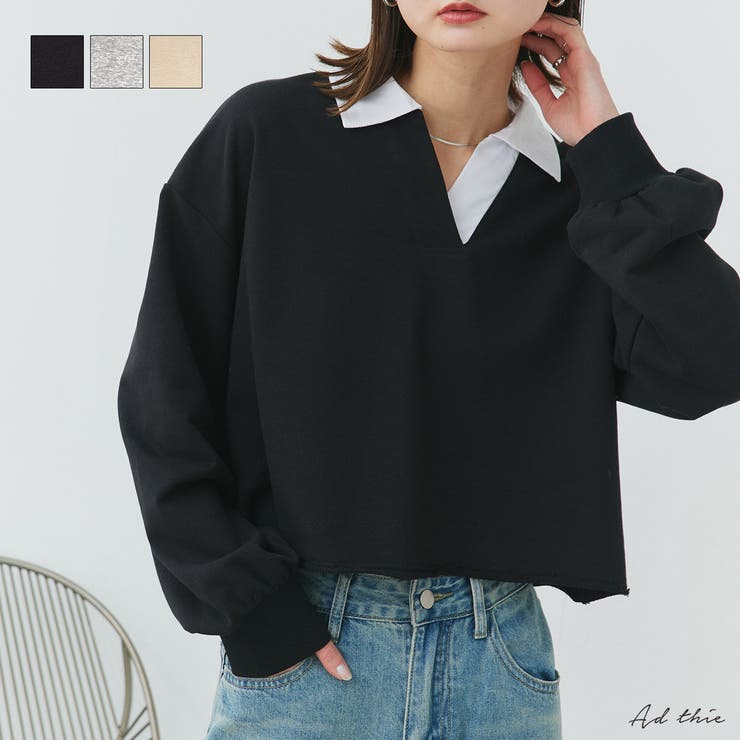 ポロカラースウェットプルオーバー | ad thie | 詳細画像1 