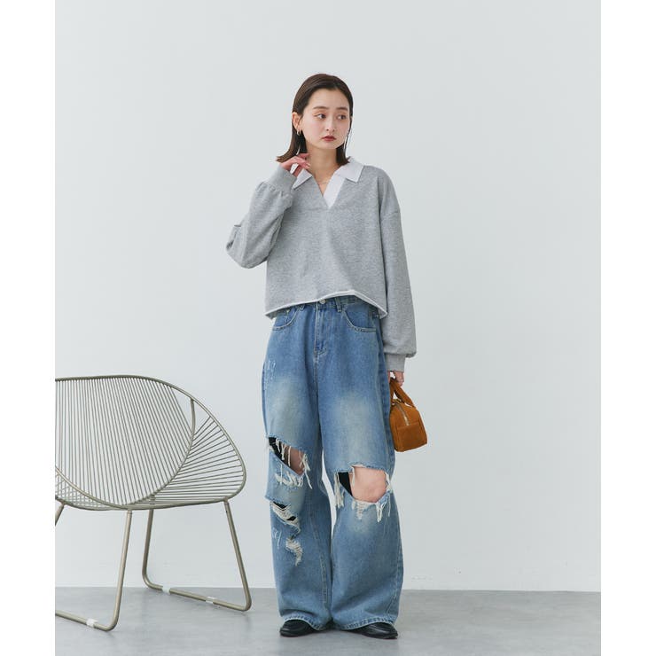 ポロカラースウェットプルオーバー | ad thie | 詳細画像23 