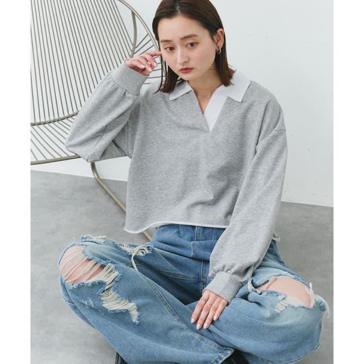 ポロカラースウェットプルオーバー | ad thie | 詳細画像32 