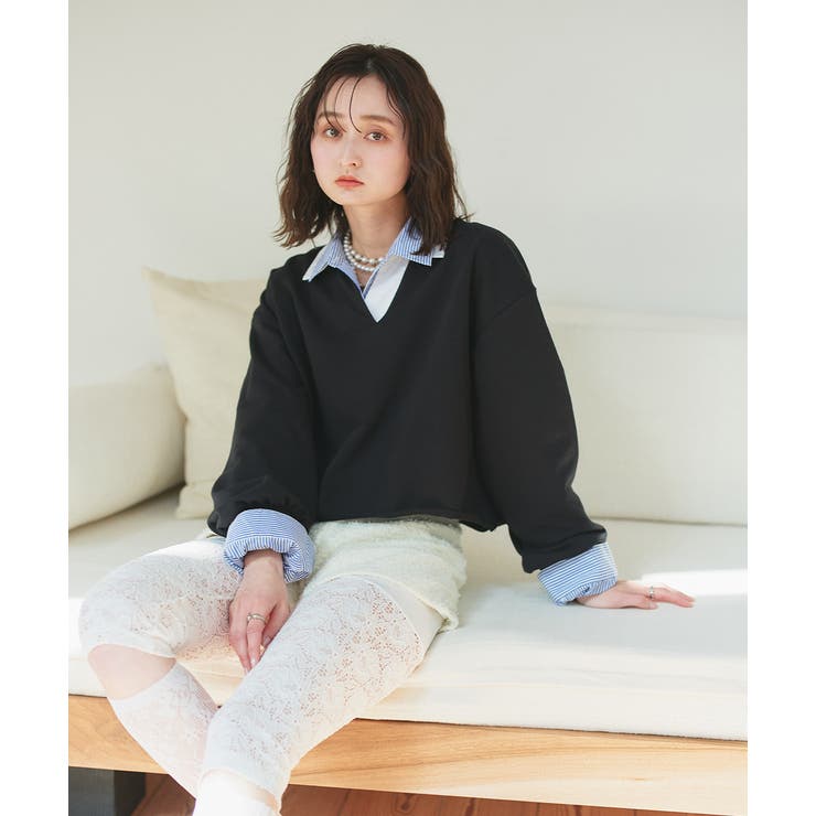 ブラック | ポロカラースウェットプルオーバー | ad thie