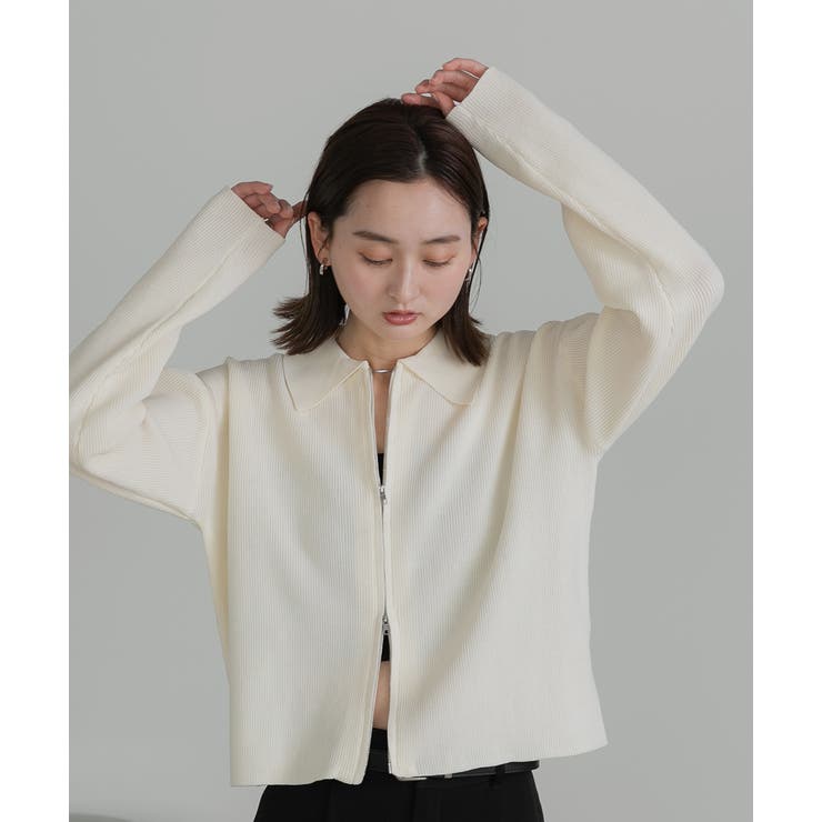 ダブルジップポロニットカーディガン | ad thie | 詳細画像10 