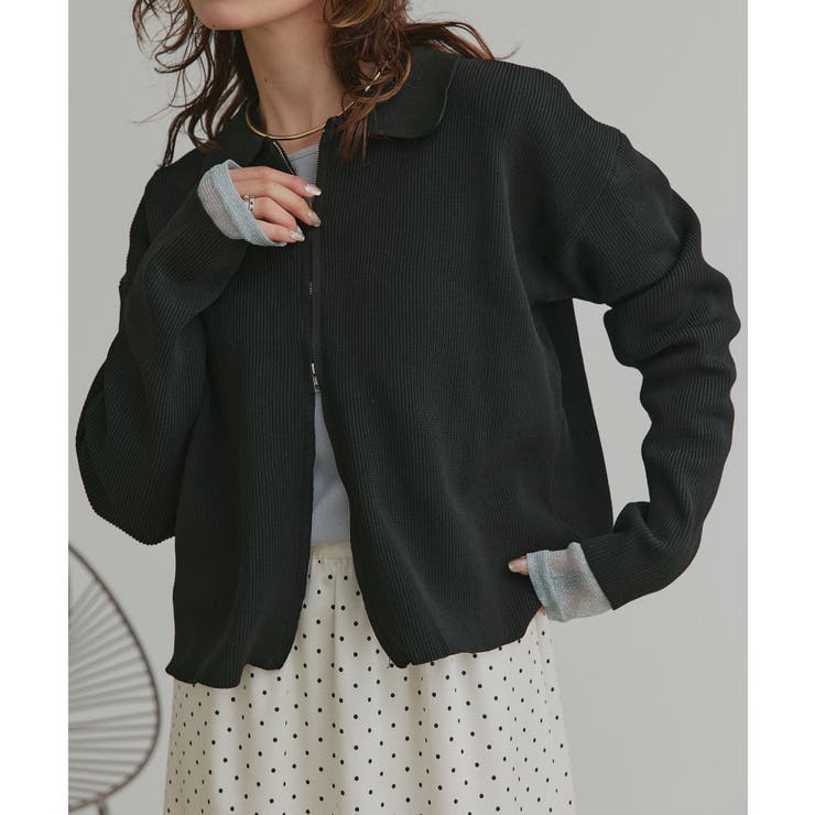 ダブルジップポロニットカーディガン | ad thie | 詳細画像13 