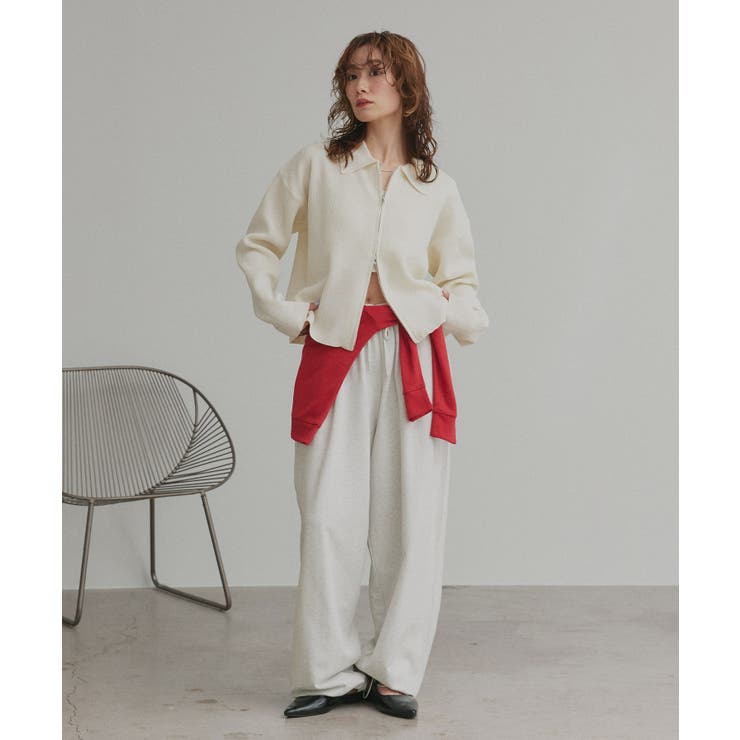 ダブルジップポロニットカーディガン | ad thie | 詳細画像2 