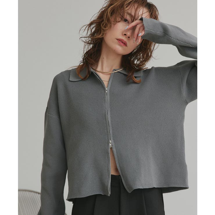 ダブルジップポロニットカーディガン | ad thie | 詳細画像25 