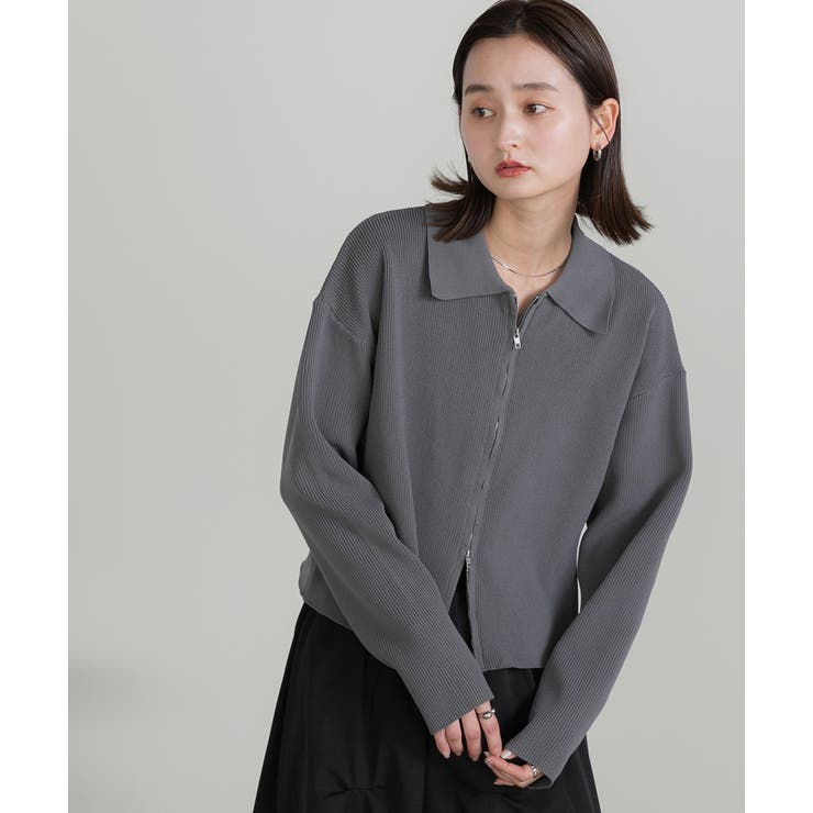 ダブルジップポロニットカーディガン | ad thie | 詳細画像28 