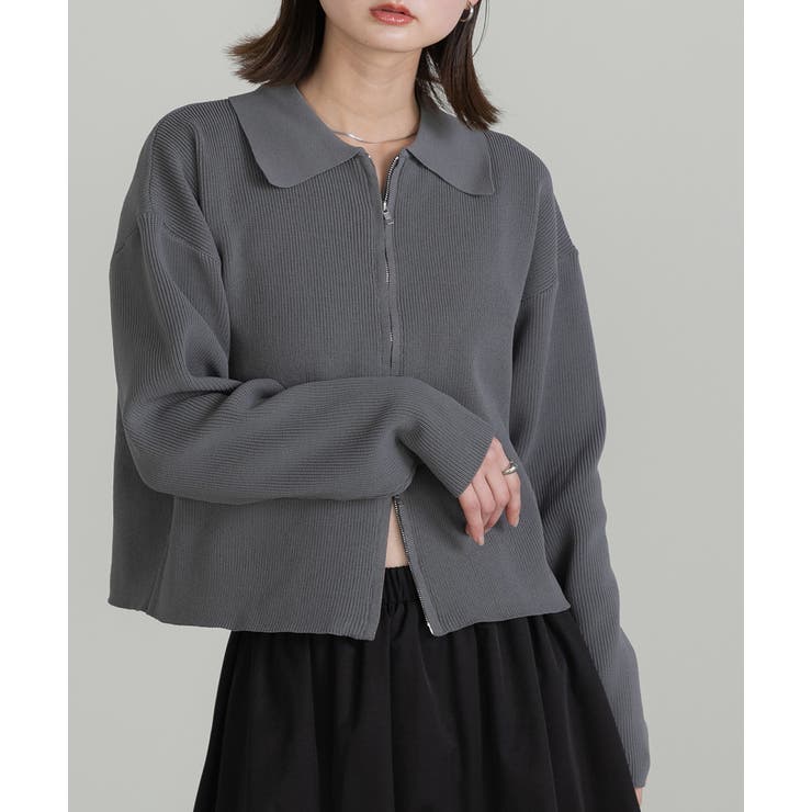 ダブルジップポロニットカーディガン | ad thie | 詳細画像29 