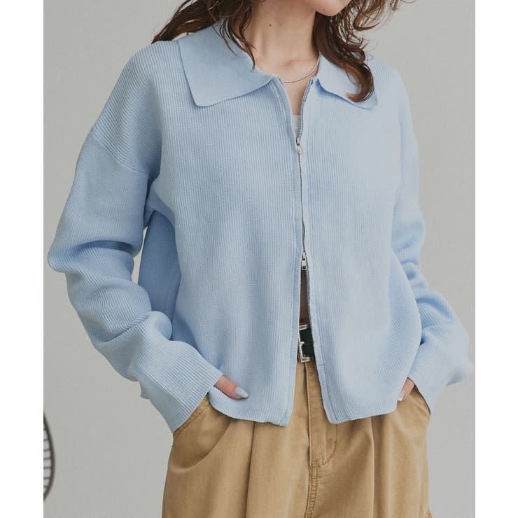 ダブルジップポロニットカーディガン | ad thie | 詳細画像33 