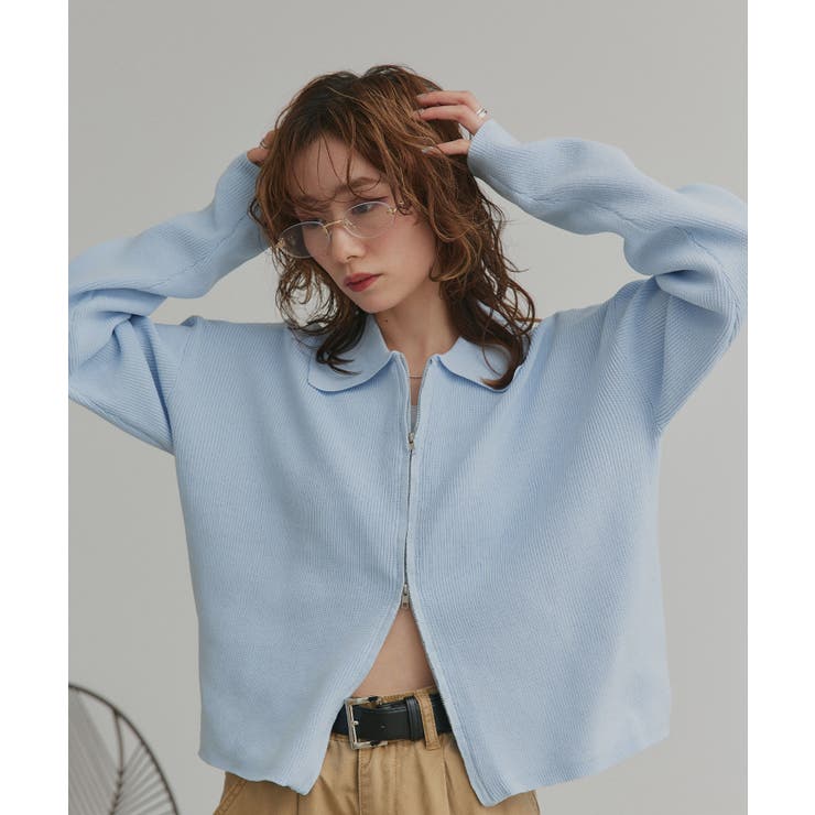 ダブルジップポロニットカーディガン | ad thie | 詳細画像34 