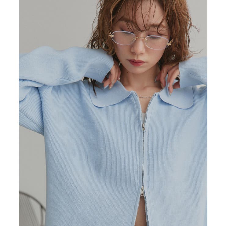 ダブルジップポロニットカーディガン | ad thie | 詳細画像35 