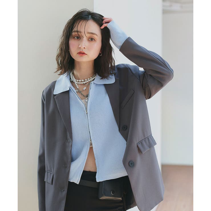 ダブルジップポロニットカーディガン | ad thie | 詳細画像38 