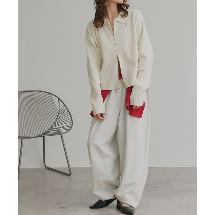 ダブルジップポロニットカーディガン | ad thie | 詳細画像4 