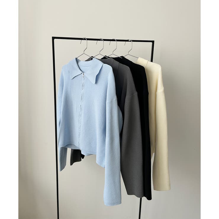 ダブルジップポロニットカーディガン | ad thie | 詳細画像47 