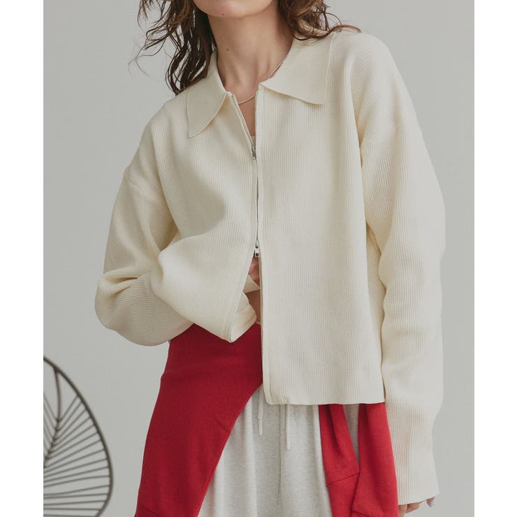 ダブルジップポロニットカーディガン | ad thie | 詳細画像6 