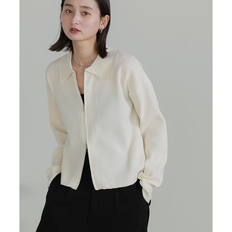 ダブルジップポロニットカーディガン | ad thie | 詳細画像9 